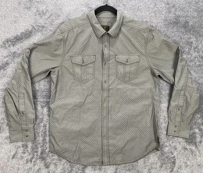 Camisa Prana Para Hombre Gris Mediana Botón Geométrico Delantero Manga Larga Informal Exterior Foto 1 de 4