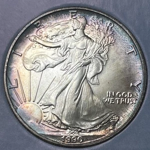 1990 American Silver Eagle - Rainbow Toning - Multi-Color Toned - Picture 1 of 6