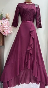 Womens 3/4 Sleeve V Neck Elegant Casual Formal Cocktail Maxi Dress UK Size XL 16 - Picture 1 of 16