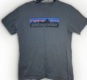 Patagonia Shirt Men’s Gray Regular Fit Organic Cotton Logo Size Medium Blackout - Picture 1 of 13