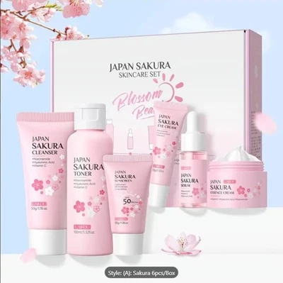 Skincare Gift Set 6pcs LAIKOU Japan Sakura Pink Gift Idea Skincare Facial (UK )