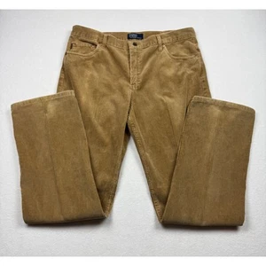 Vintage Polo Ralph Lauren Corduroy Pants 40x36 Tan Camel 5 Pocket Straight USA - Picture 1 of 8