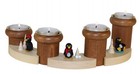 Adventsleuchter Pinguine 7-tlg mit Teelichtern bunt 32x8 cm Polarvögel Wintersee