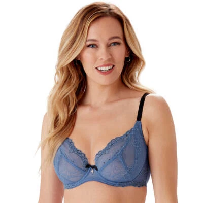 Gossard Superboost Lace Non Padded Plunge Bra New Lingerie Moonlight Blue 7725 - Image 1 of 4