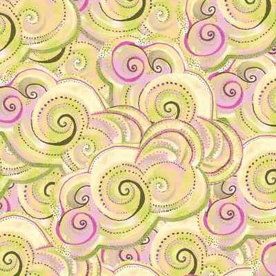 Sea Goddess Laurel Burch ROLLING WAVES DARK BUTTER Swirl Fabric By the FQ 1/4 YD - Image 1 of 4