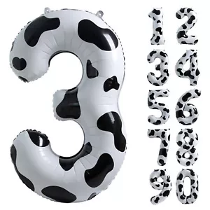 Cow Print Balloon Birthday Decorations Supplies40 inch Number 3 Balloon | Cow... - Picture 1 of 5