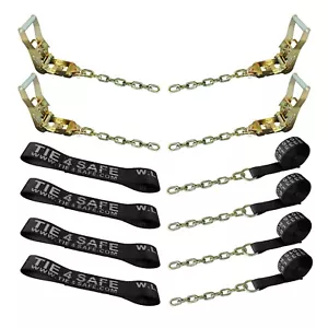 8 Point Rollback 14' Tie Down System Chain Ends for Car Hauler Carrier Tow Truck - Foto 1 di 7