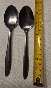 2 TEASPOONS Majesco Pea Pod Stainless Flatware USA Vintage SW14D - Picture 1 of 7