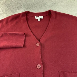 Michael Stars Cardigan Sweater Womens Small Burgundy Boxy Relaxed Academia Cozy - Picture 1 of 8