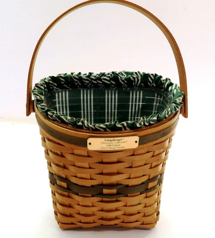 LONGABERGER 1998 Glad Tidings Basket Christmas Collection w/ Liner & Protector Cover