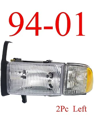 Fits 94 01 Dodge Ram Left Head Light, Truck, W/ Parking Light 1500 2500 3500 - Image 1 of 4