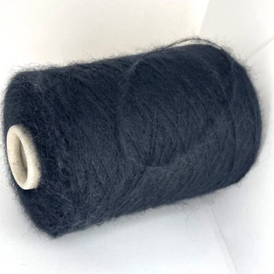 Black ALPACA WOOL FLUFFY Yarn Cone LACE WEIGHT for Knitting *USA TARIFF FREE* - Image 1 of 4