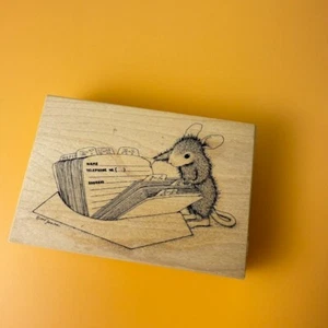 Addresses~Amanda~Rolodex~House Mouse Rubber Stamp~ 4.5"X 3"~Stampa Rosa 213 - Picture 1 of 7