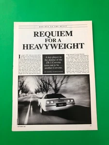 1995 CORVETTE CHEVROLET ZR1 ZR 1 ORIGINAL VINTAGE PRINT AD ROAD TEST 4 PAGE - Picture 1 of 3