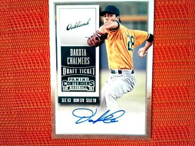 2015 Panini Contenders Draft Baseball #16 Dakota Chalmers - Oakland Athletics-Ti - Image 1 of 2