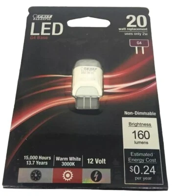 LED Replacement G 4 Feit Electric 2W Light Bulb G-4 Base 20 Watts New - Image 1 of 4