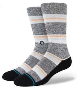 STANCE Gilligan Size L Unisex Ultra Soft Casual Crew Stripe Socks White/Gray NWT - Picture 1 of 4