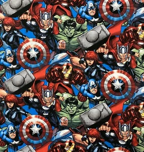 Marvel Comics Cotton Fabric Spider Man Hulk Thor Super Heros FAT QUARTER 18"x21" - Picture 1 of 1