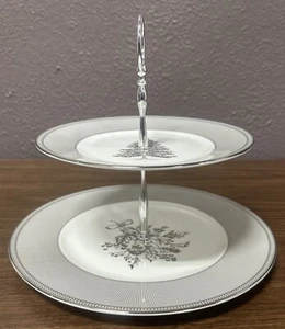 Wedgwood England 1759 Winter White 2-Tiered Serving Tray VERY NICE - Picture 1 of 7