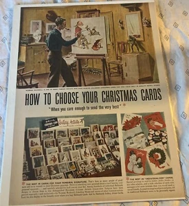 Hallmark Cards how to choose your Christmas cards Vintage Double Sided AD - Picture 1 of 6