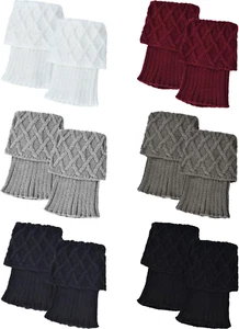 6 Pairs Women Boot Cuffs Knitted Crochet Short Leg Warmers Winter Knitted Boot T - Picture 1 of 12