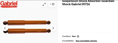 2 Amortiguadores delanteros cargados de gas 89302 81726 Guardian Gabriel [BX#1] Foto 1 de 4