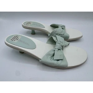 Aerosoles Y2K Vintage Microphone Light Green Bow Kitten Heel Slides Size 8 NIB - Picture 1 of 7