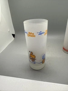 Vintage Coco Lopez Pina Colada Glasses With Recipe 6in tall Frosted - Picture 1 of 6
