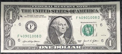 Series 2021 $1 FRN Uncirculated Note From ATLANTA, Ga ~ Wet Ink Transfers - Image 1 of 2