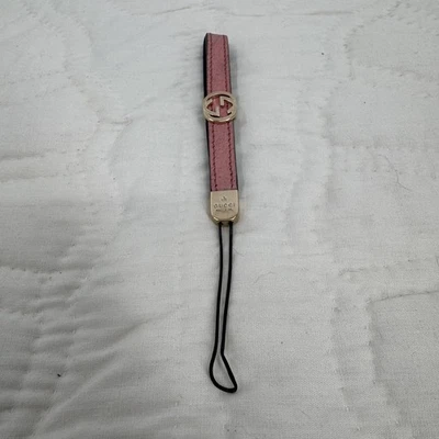 Gucci Correa de Muñeca de Cuero Rosa Logo GG Bolso para Teléfono Celular Dije Hecho en Italia Foto 1 de 4