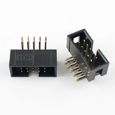 10Pcs 2.54mm 2x5 Pin 10 Pin Right Angle Male Shrouded IDC Box Header Connector - Image 1 of 4
