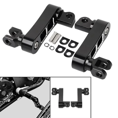 Black Cut Left & Right Male Mount Footpeg Extensions For Harley Fat Boy Softail - Image 1 of 4
