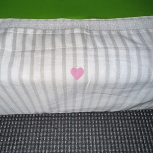 Kate Spade Gray Striped Pink Hearts Cotton Full Sheets Fitted Flat Pillowcases - Picture 1 of 7