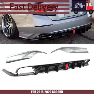 FIT 2018-22 ACCORD YOFER V2 LED REAR DIFFUSER+ LUNAR SILVER METALLIC CORNER SPAT - Picture 1 of 5