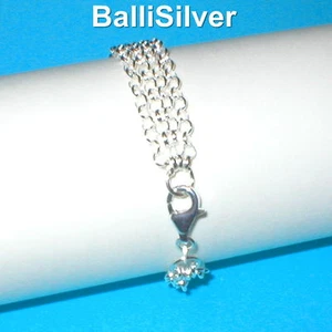 925 Sterling Silver 3.2mm ROLO Chain 4 STRANDS BRACELET Made to your size! - Picture 1 of 6
