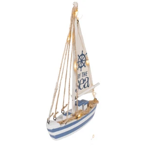 Segelschiff 25cm Deko Holz mit 7 LED Maritim Dekoartikel MEER Schiff Boot Lampe - Bild 1 von 1