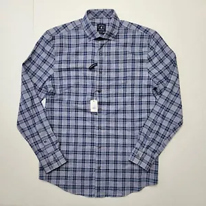 JOHNNIE-O TOP SHELF VARDY Size Small Wake Blue Plaid Long Sleeve Men's Shirt NWT - Picture 1 of 7