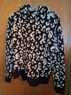 UGG, женский пуловер толстовка с капюшоном, размер M, уникальный черный/белый корова стиль дизайн, мягкий! - Изображение 1 из 4