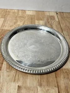 Sheridan Silver-plated Serving Tray 10 inch Round Rope Edge Party Platter VTG - Picture 1 of 3