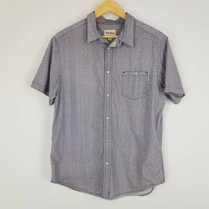 Rhythm Mens Size L Blue Patterned Casual Button Up Shirt Short Sleeves - Picture 1 of 13