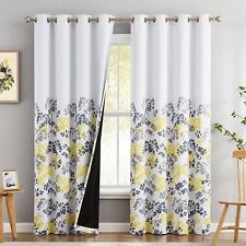 Yellow Grey Full Country Blackout Curtains 84 Inches Long for Bedroom Living ...