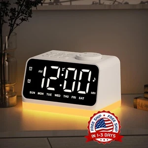 Radio reloj bluetooth despertador alarma inalámbrico recargable luz led FM NUEVO - Picture 1 of 8