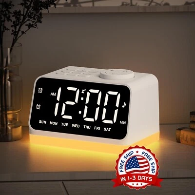 Radio reloj bluetooth despertador alarma inalámbrico recargable luz led FM NUEVO - Image 1 of 4