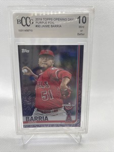 Jaime Barria #90 - Graded Purple Foil - BCCG 10 MINT - 2019 Topps Baseball Card