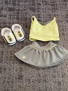American Girl Doll Yellow & Gray Tennis Outfit w/Sneakers & Racket - Picture 1 of 11