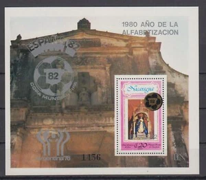 Nicaragua Block S/S 123b MNH ** Fussball Football 1980 Aufdruck Overprint - Bild 1 von 1