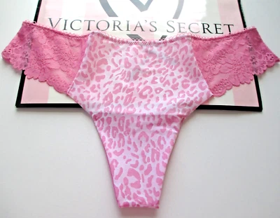 VICTORIA'S SECRET PINK No Show Thong Panty VS Moonstone Pink Leopard S M L XL - Image 1 of 4