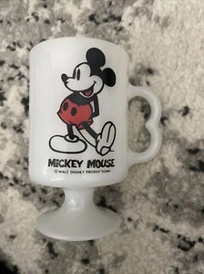 Topolino piedistallo tazze vetro latte tazza Fire King Disney vintage - Foto 1 di 2