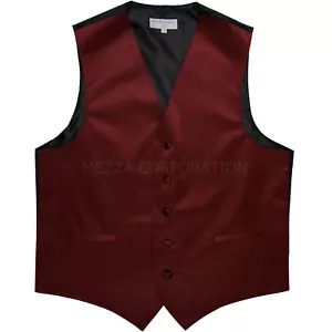 Neu Herren formeller Smoking Weste Weste nur einfarbig burgunderrot Hochzeit Abschlussball 5XL 6XL - Bild 1 von 3