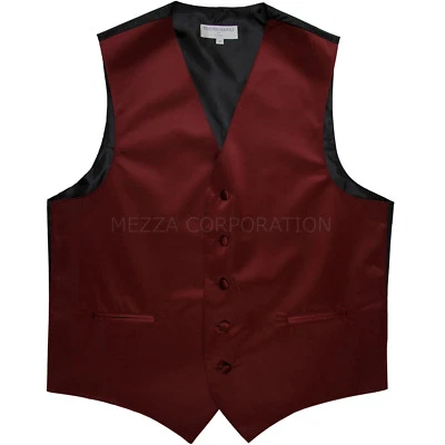 New Men's Formal Tuxedo Vest Waistcoat only solid Burgundy wedding prom party - Image 1 of 3